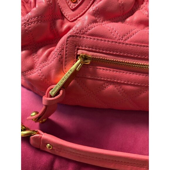 Marc Jacobs Pink Quilted Leather The Stam Bag, Luxury Oversized Rare Barbiecore - Picture 7 of 11